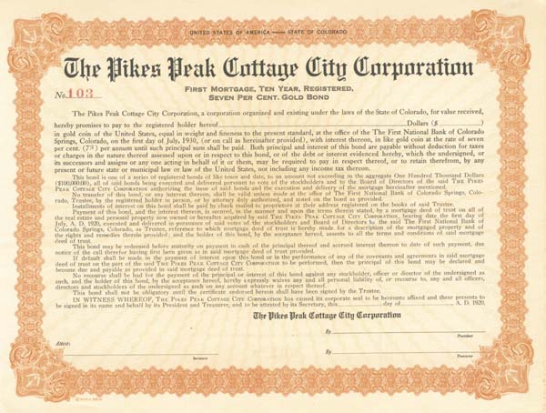 Pikes Peak Cottage City Corporation - Bond